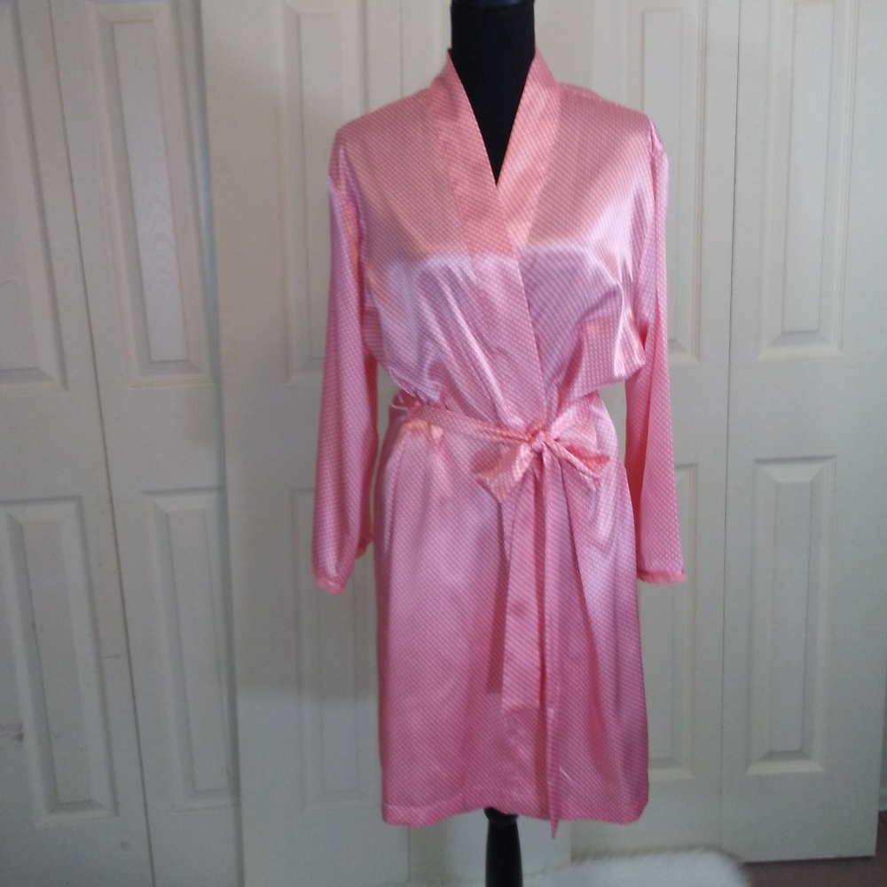 Adonna Coral White Dot Kimono Robe